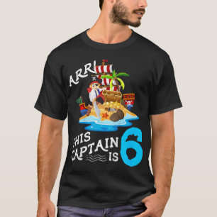 Camiseta Niños Cumpleaños Pirata Niño 6 Años Este Capitán