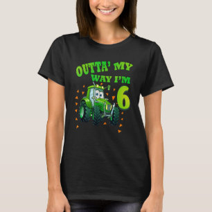 Camiseta Niños Cumpleaños Tractor de Camión Verde de 6 años