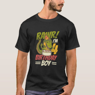 Camiseta Niños Cumpleaños Trex Dinosaurio 4º Cumpleaños Niñ