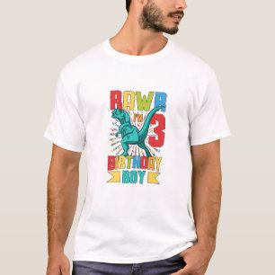 Camiseta Niños Cumpleaños Trex Dinosaurio Tercer Cumpleaños