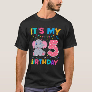Camiseta Niños Cute 5 elefante de cumpleaños 4 años Gi