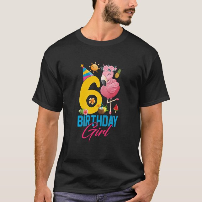 Camiseta Niños Cute 6 años Chica de cumpleaños Flamingo 6B (Anverso)