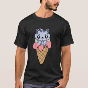 Camiseta Niños Cute Helado Crema de Hielo Gato Niños Dulce 