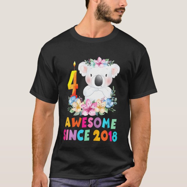 Camiseta Niños Cute Koala Osos 4 Años Ropa De Cumpleaños Pa (Anverso)