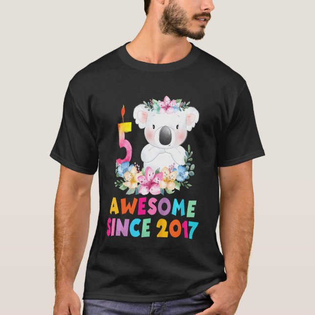 Camiseta Niños Cute Koala Osos 5 Años Ropa De Cumpleaños Pa (Anverso)