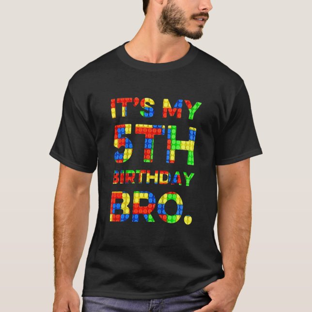 Camiseta Niños Cute quinto cumpleaños edificio de bloques d (Anverso)