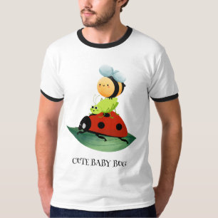 Camiseta Niños Cute Red ladybug Bee insecto sobre hojas ver