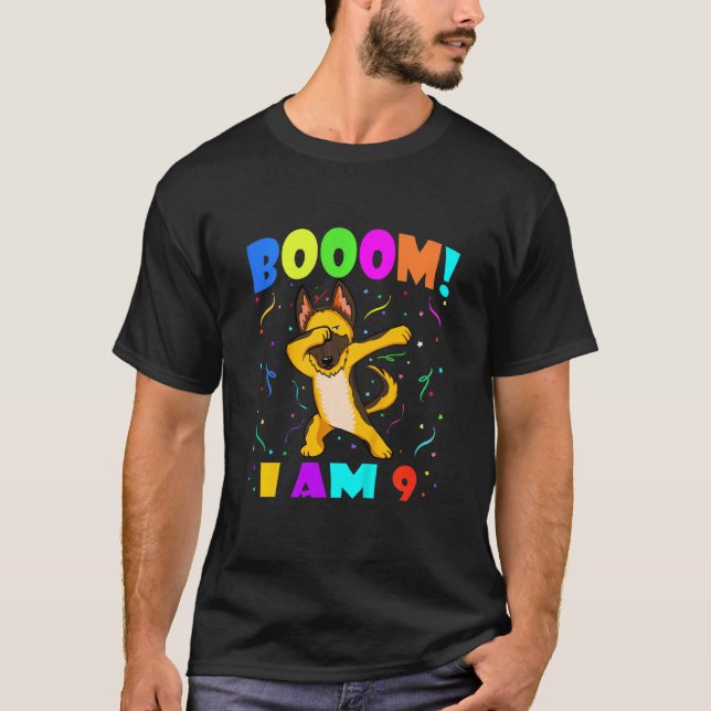 Camiseta Niños dabbing alemán Booom I Am 9 Boy Chica (Anverso)