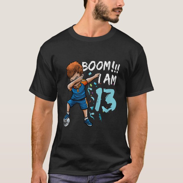 Camiseta Niños Dabbing Birthday Boy Soccer 13º cumpleaños 1 (Anverso)