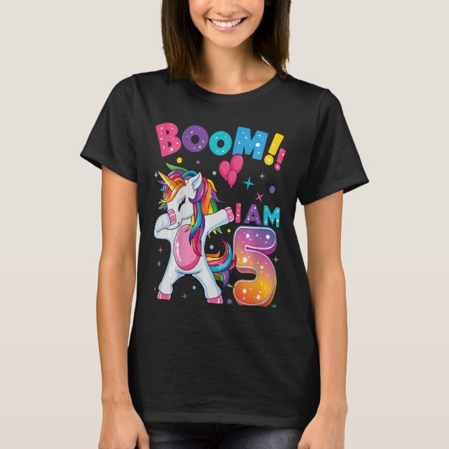 Camiseta Niños Dabbing Cumpleaños Equipo de Cumpleaños de 5 (Anverso)