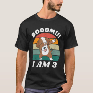 Camiseta Niños Dabbing Dog Cumpleaños De 3 Años