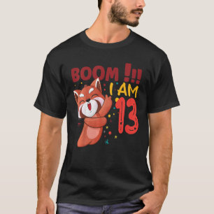 Camiseta Niños Dabbing Nacimiento Panda Rojo 13º cumpleaños