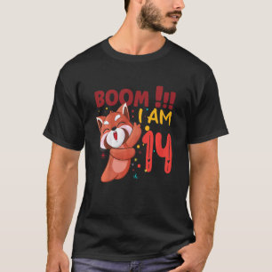 Camiseta Niños Dabbing Nacimiento Panda Rojo 14º cumpleaños