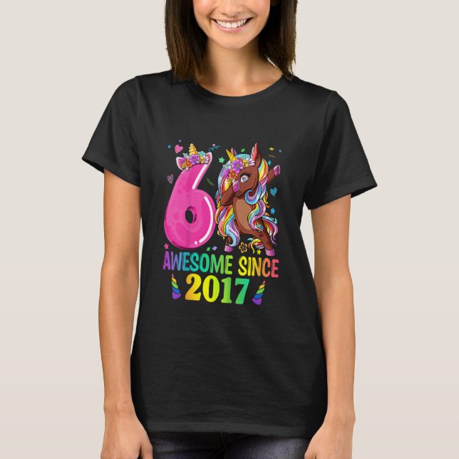 Camiseta Niños Dabbing Unicorn 6 Chica de cumpleaños Unicor (Anverso)