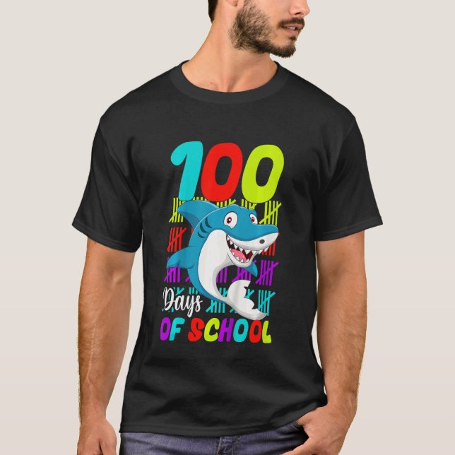 Camiseta Niños De 100 Días Escolares Chicas De Tiburón Niño (Anverso)