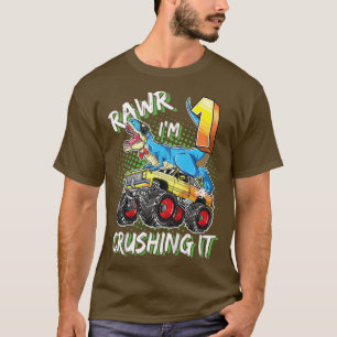 Camiseta Niños de 1 año de edad Chica de cumpleaños T rex 1