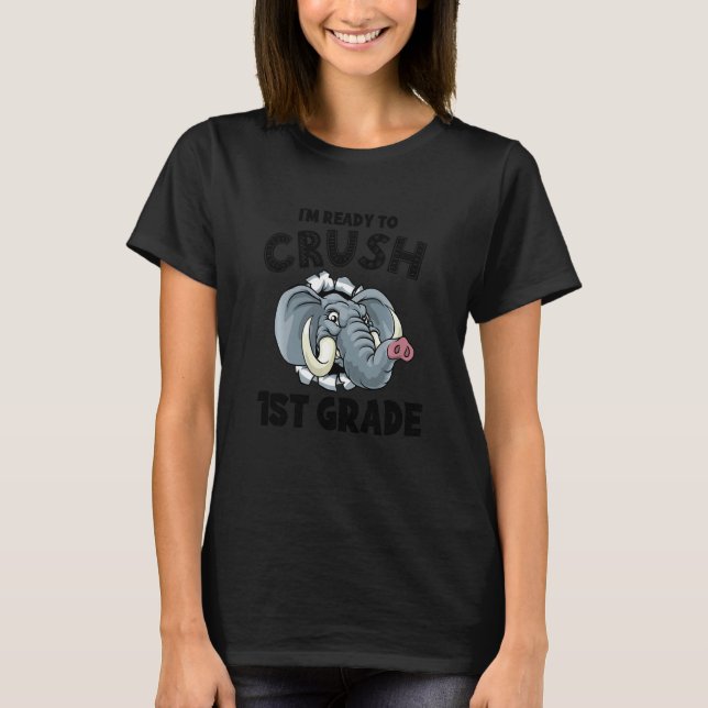 Camiseta Niños De 1er Grado Volviendo Al Elefante Escolar (Anverso)