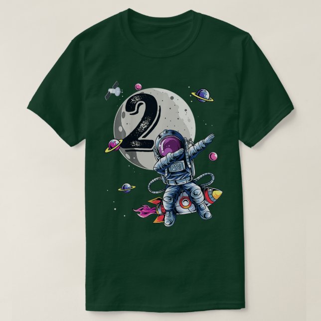 Camiseta Niños de 2 años Astronauta de cumpleaños (Diseño del anverso)