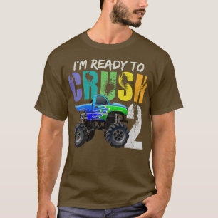 Camiseta Niños de 2 Años Cumpleaños Camión Monstruo Estoy L