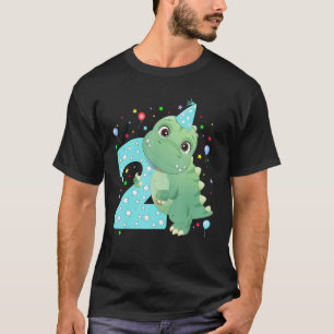 Camiseta Niños De 2 Años Cute Dinosaurio Cumpleaños 2 Niños