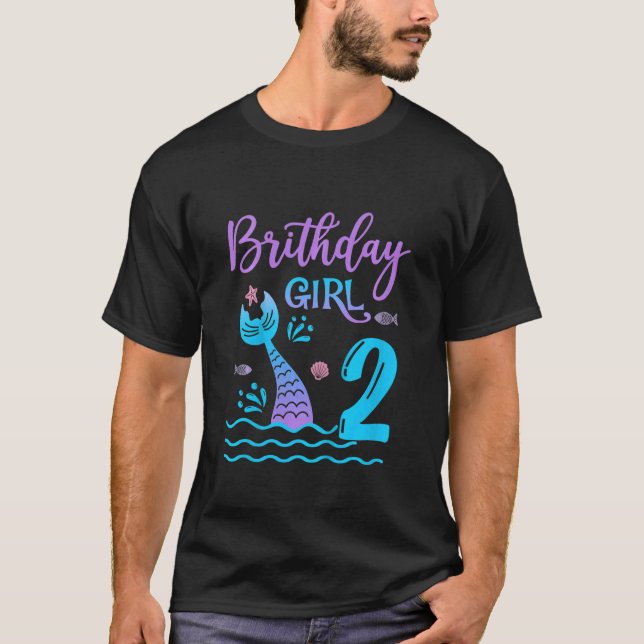 Camiseta Niños de 2 años de edad Mermaid cola 2 cumpleaños  (Anverso)