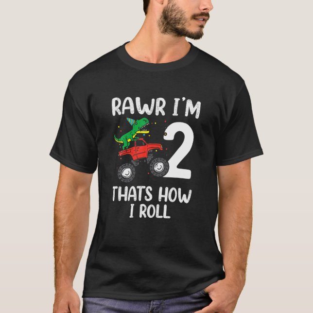 Camiseta Niños De 2 Años Rawr Segundo Cumpleaños Niño T Rex (Anverso)