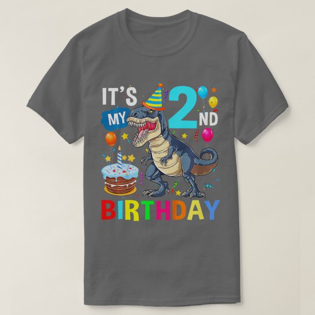 Camiseta Niños De 2 Años Regalos De Segundo Cumpleaños Rawr (Diseño del anverso)
