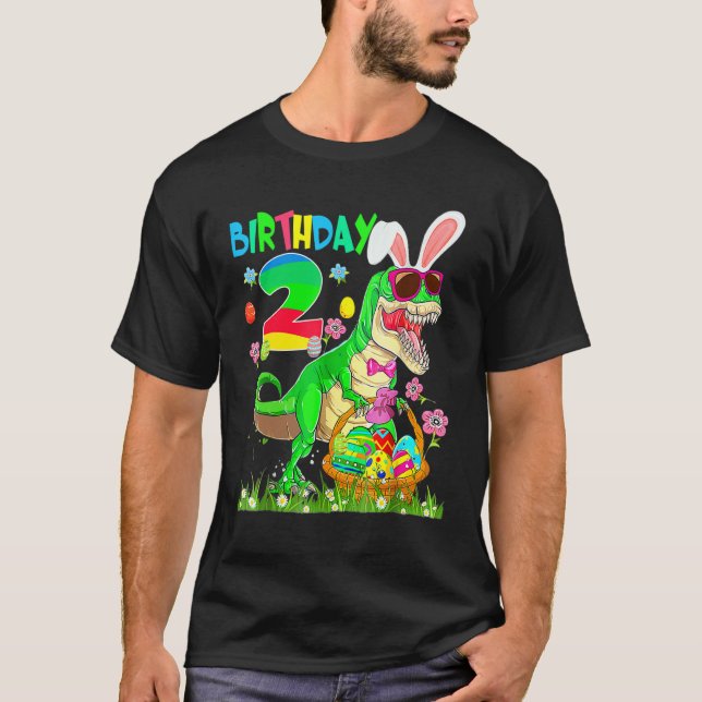 Camiseta Niños de 2 años T Rex Dinosaur Easter Bunny Egg 2n (Anverso)