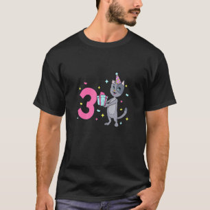 Camiseta Niños De 3 Años Con Chica De Gatos Cumpleaños De 3