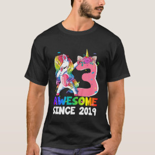 Camiseta Niños de 3 años de edad Dabbing Unicorn 2019 3rd B