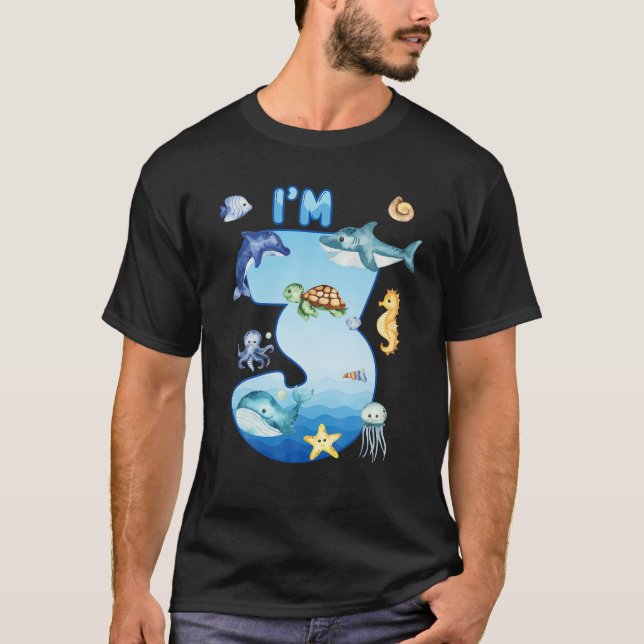 Camiseta Niños De 3 Años De Edad Océano Vida Ballena Tiburó (Anverso)
