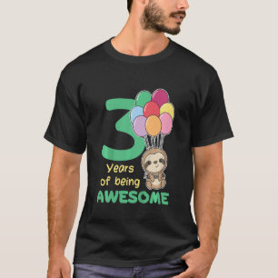 Camiseta Niños de 3er cumpleaños Sloth Niños de 3 años Slot