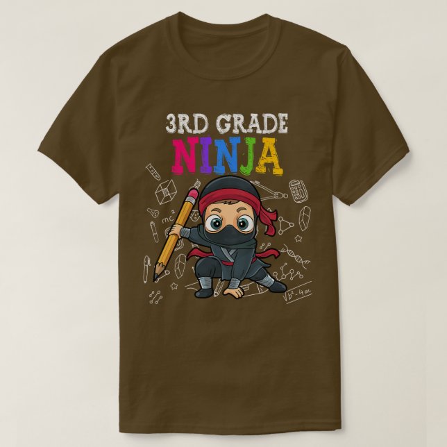 Camiseta Niños De 3er Grado De Vuelta A La Escuela Ninja Ca (Diseño del anverso)