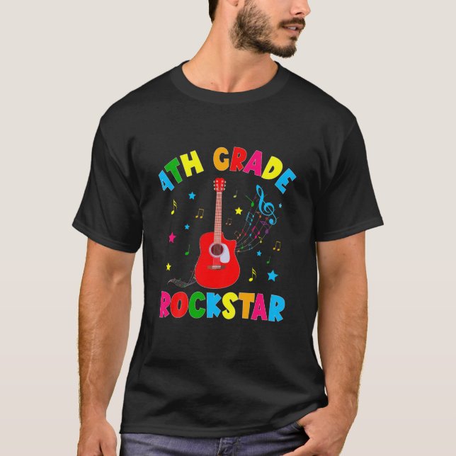 Camiseta Niños De 4º Grado De Guitarra Eléctrica Rockstar D (Anverso)