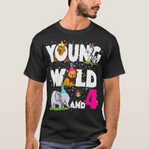 Camiseta Niños de 4 años Chica de cumpleaños Safari Zoo Jun