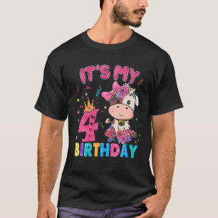 Camiseta Niños De 4 Años De Edad Chicas De Vaca De Cumpleañ