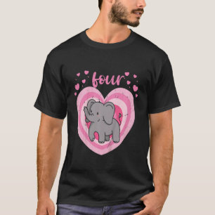 Camiseta Niños de 4 años de edad elefante lindo Chica de cu
