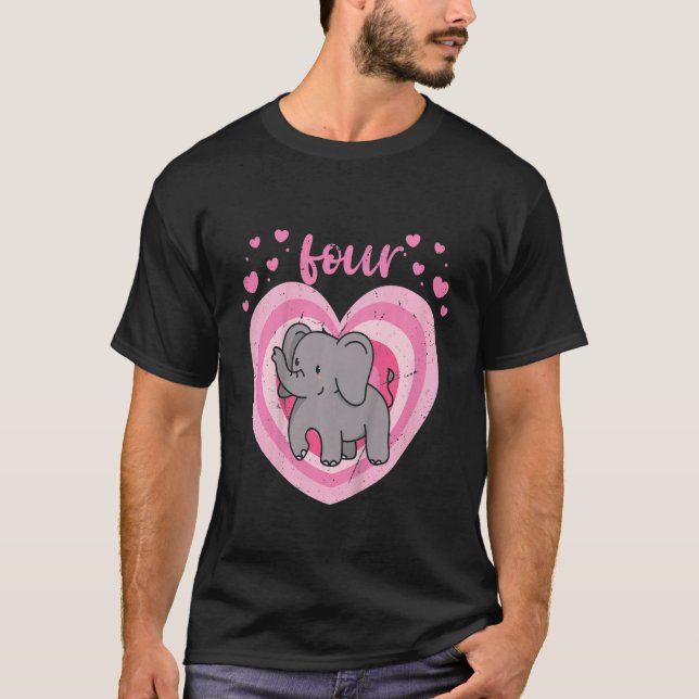 Camiseta Niños de 4 años de edad elefante lindo Chica de cu (Anverso)