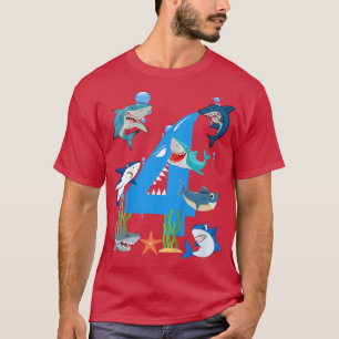 Camiseta Niños de 4 años de edad Océano Tiburón Fiesta Temá