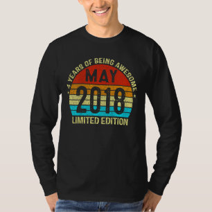 Camiseta Niños de 4 años Mayo 2018 Cuarto cumpleaños