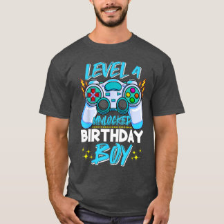 Camiseta Niños de 4 Años Nivel 4 Desbloqueado Video del 4to