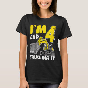 Camiseta Niños de 4 años y aplastándolo Excavadora de Niños