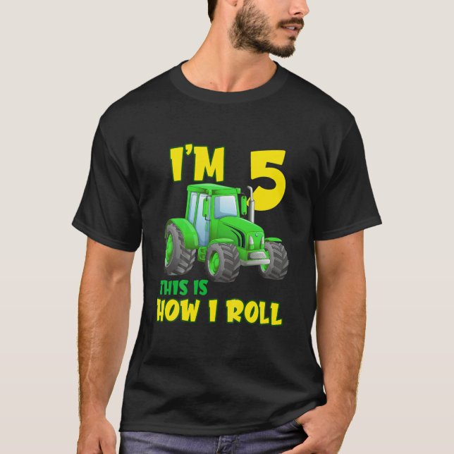 Camiseta Niños De 5 Años De Edad Niño De Cumpleaños Tractor (Anverso)