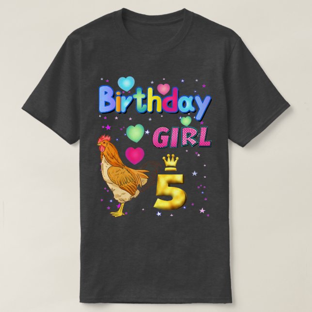 Camiseta Niños de 5 años de edad Pollo es mi Chica de 5 año (Diseño del anverso)