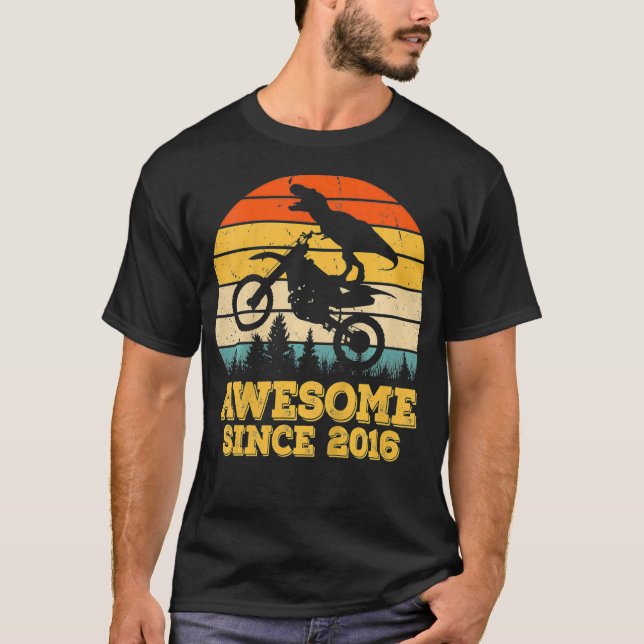 Camiseta Niños De 5 Años De Edad T Re Dinosaur Motocross Di (Anverso)
