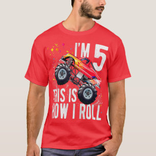 Camiseta Niños de 5 años Quinto Aniversario Monstruo Camión