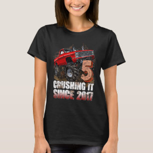 Camiseta Niños de 5 años Quinto cumpleaños Camión Monstruo