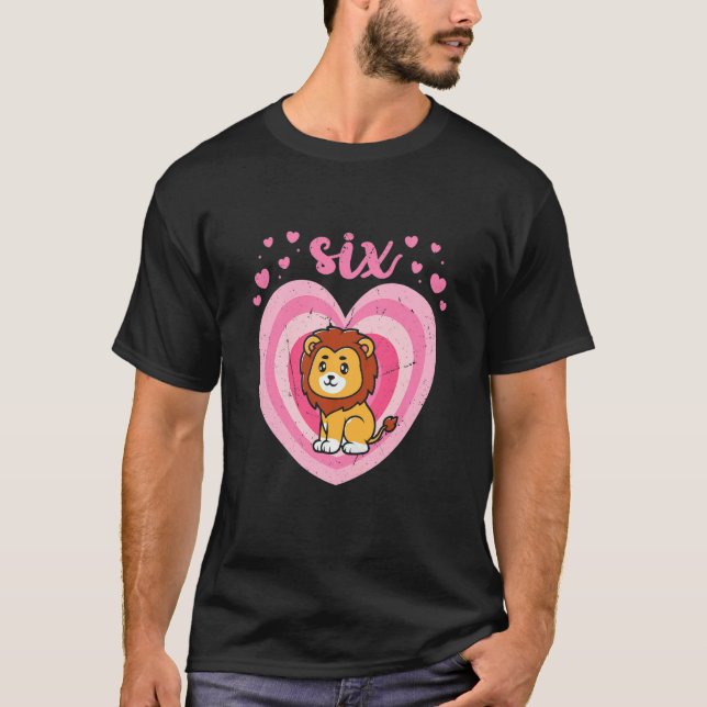 Camiseta Niños de 6 años Chica de cumpleaños de león lindo  (Anverso)