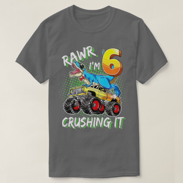 Camiseta Niños de 6 años Chica de cumpleaños T rex 6º cumpl (Diseño del anverso)