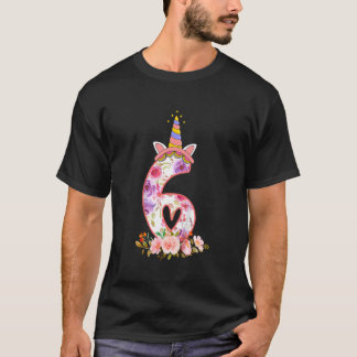 Camiseta Niños de 6 años Chicas de 6 años Unicorn Face F